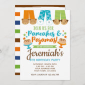 Pancakes et Pyjamas Boy Invitation Anniversaire (Devant / Derrière)