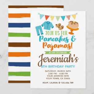 Pancakes et Pyjamas Boy Invitation Anniversaire