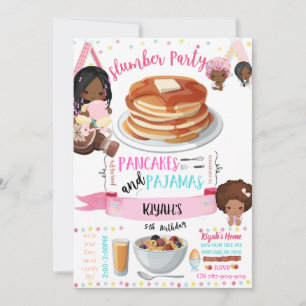 Pancakes et pyjamas Carte d'invitation pour l'anni