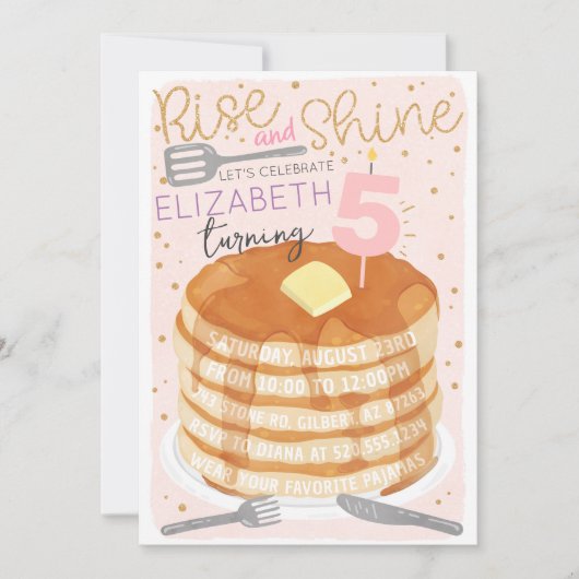 Pancakes et pyjamas couché Invitation Anniversaire (Devant)