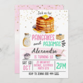 Pancakes et pyjamas couché Invitation Anniversaire (Devant / Derrière)