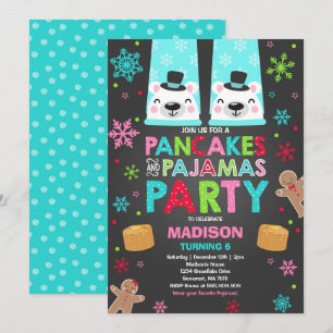 Pancakes Et Pyjamas De Noël Invitation Ours