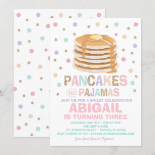 Pancakes et pyjamas Invitation d'anniversaire