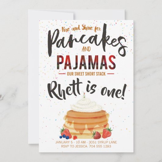 Pancakes et pyjamas Invitation d'anniversaire (Devant)
