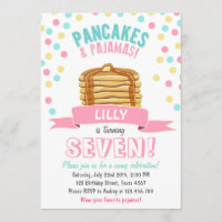 Pancakes et pyjamas Invitation de fête d'anniversa