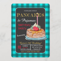 Pancakes et pyjamas Invitation de fête d'anniversa