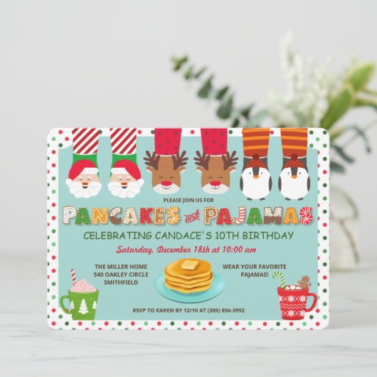 Pancakes et Pyjamas Invitation de vacances (Debout devant)
