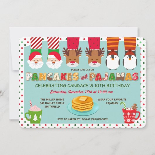 Pancakes et Pyjamas Invitation de vacances (Devant)