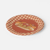 Pancakes - Fall Buffalo Plaid Pattern Paper Plate Papieren Bordje (Gekanteld)