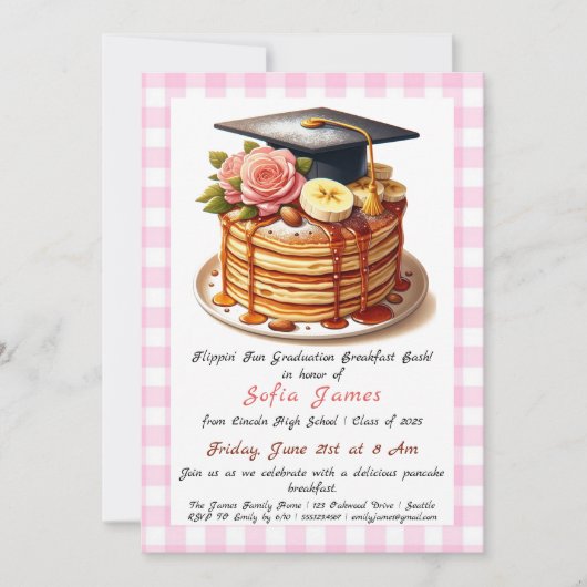 Pancakes Graduation Party Invitation (Devant)