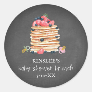 Pancakes & Pacifiers Baby shower Brunch Chalkboard Ronde Sticker
