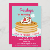 Pancakes Pajamas Invitation Filles Anniversaire (Devant / Derrière)