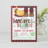 Pancakes & Pajamas Kerstkerstavond Uitnodiging W (Staand voorkant)