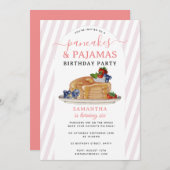 Pancakes Pajamas PJ's Girl Kids Birthday Party Kaart (Voorkant / Achterkant)