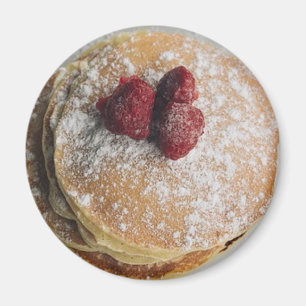 Pancakes Poeder Sugar en Frambozen Magnet Magneet