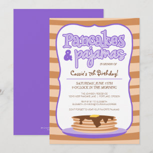 Pancakes pourpres et pyjamas Invitation d'annivers