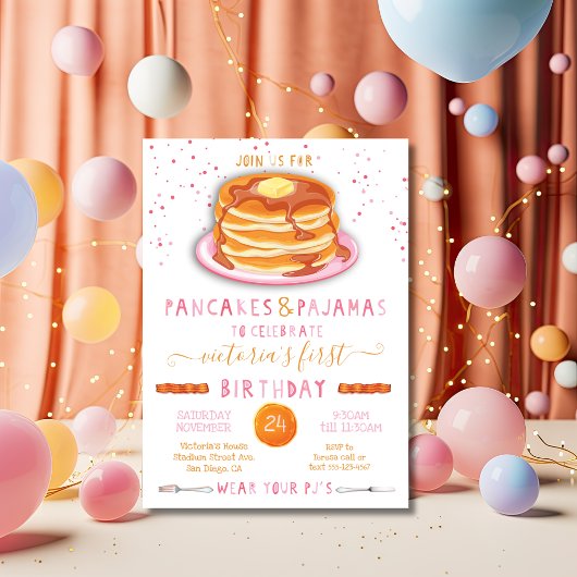 Pancakes & Pyjamas Anniversaire Fête Invitation