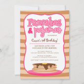 Pancakes roses et pyjamas Invitation d'anniversair (Devant)