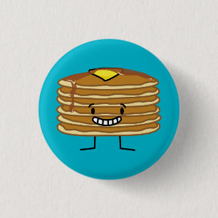 Pancakes stack boter stroop fluffy ontbijt ronde button 3,2 cm