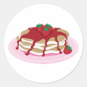 Pancakes Strawberry Ronde Sticker
