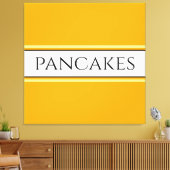 PANCAKES Tekst Helder Gouden Gele Witte Strepen Canvas Afdruk (Insitu (Woonkamer))