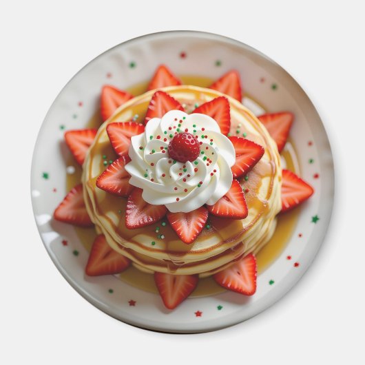 Pancakes with Whipped Cream & Christmas Sprinkles Magneet (Voorkant)