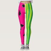 Pancarte à pastèque Leggings rose vert noir (Devant)