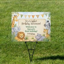 Animaux de safari aquarelle pour fête d'anniversai