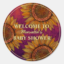 Aquarelle de tournesol violet Boho Baby shower Yar
