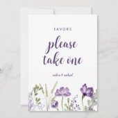 Pancarte de cadeaux de mariage carte florale lavan (Devant)