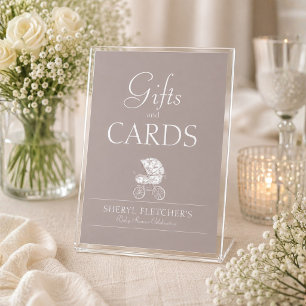Pancarte de cadeaux et cartes de baby shower neutr