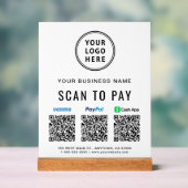 Pancarte de codes QR de paiement Paypal Venmo Cash (Neutre)