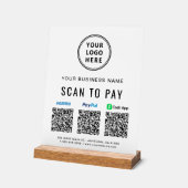 Pancarte de codes QR de paiement Paypal Venmo Cash (Angle)