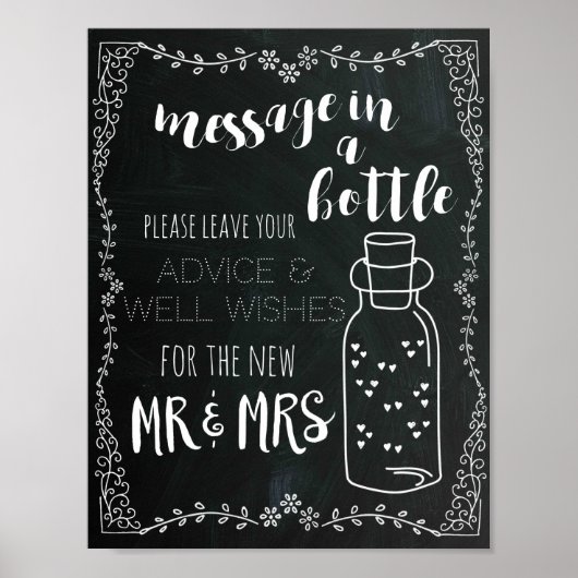 Pancarte de décoration de mariage Message dans une (Devant)