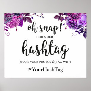 Pancarte de hashtag de mariage. Affiche instagram