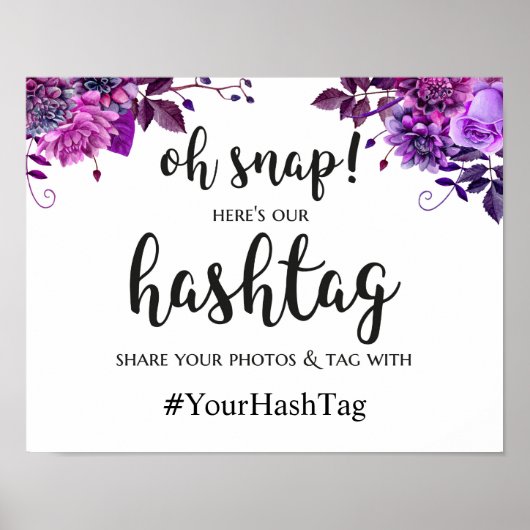 Pancarte de hashtag de mariage. Affiche instagram  (Devant)