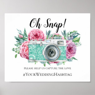Pancarte de hashtag de mariage bohème. Impression