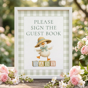 Pancarte de livre d'or bébé en vichy Silly Goose p