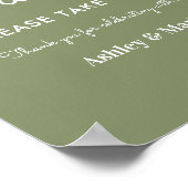 Pancarte de mariage avec faveurs vert sauge Poster (Coin)