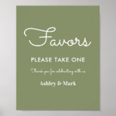 Pancarte de mariage avec faveurs vert sauge Poster (Devant)