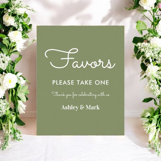 Pancarte de mariage avec faveurs vert sauge Poster