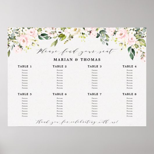 Pancarte de mariage de tableau de sièges à l'eucal (Devant)