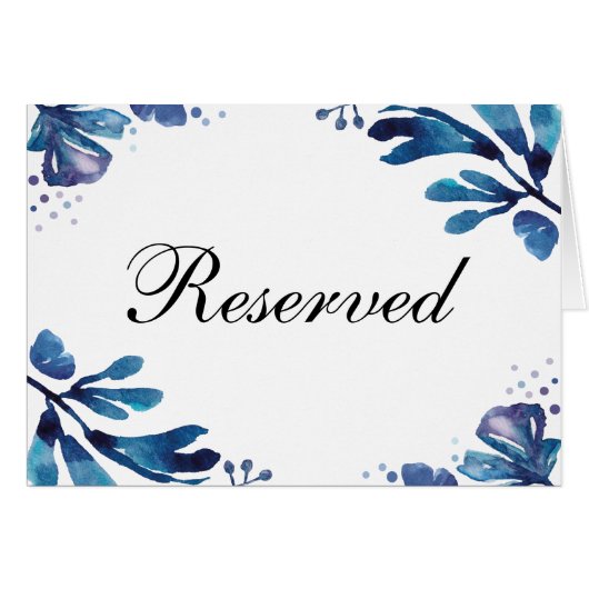 Pancarte de mariage Navy réservée. Feuilles bleues (Devant Horizontal)