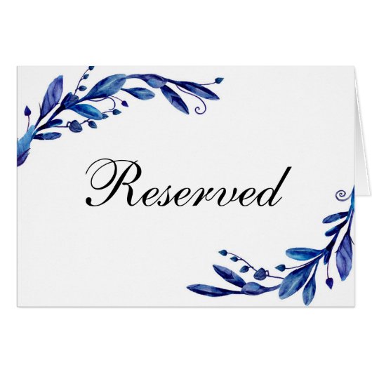 Pancarte de mariage réservé bleue. Carte de table (Devant Horizontal)