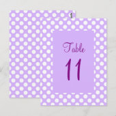 Pancarte de numéro de table à pois blancs et viole (Devant / Derrière)