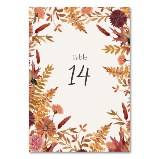 Pancarte de numéro de table de bordure florale de (Par défaut)