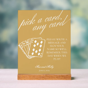 Pancarte de piédestal de cartes à jouer jaunes mod