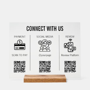 Pancarte de table en acrylique QR Code 3 en 1 Mini