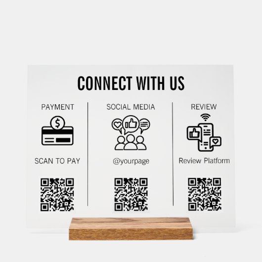 Pancarte de table en acrylique QR Code 3 en 1 Mini (Recto)