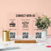 Pancarte de table en acrylique QR Code 3 en 1 Mini (Mariage)